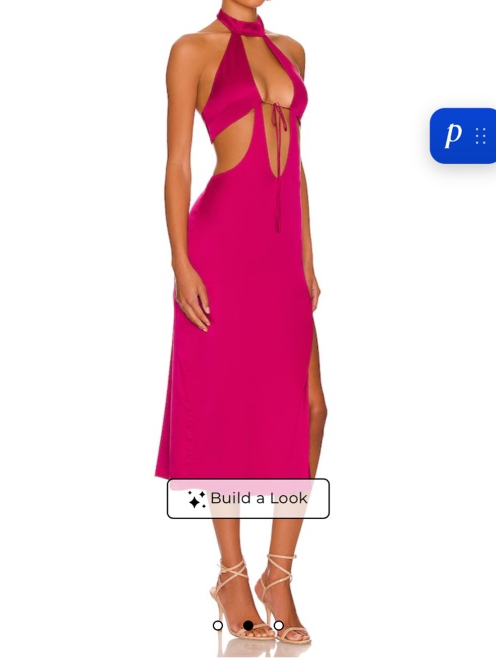 Camila Coelho Abigale Fuchsia Halter Cutout Midi Dress - Picture 3 of 3